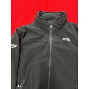 MINI Cooper Black Full Zip Jacket Hooded Mens Size Medium Embroidered Logo